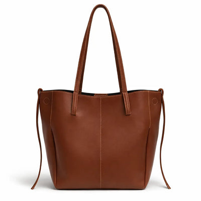 Women's Large Brown Tote Bag - Leather Shoulder Handbag for Daily & Office Use